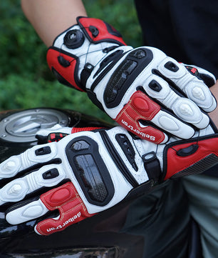 Seibertron Adult SPS-6 All-Season Leather Motorcycle Gloves with Carbon Fiber Protection, Breathable Design, and Anti-Slip Grip – Perfect for Road Racing, Track Riding, and Long-Distance Touring