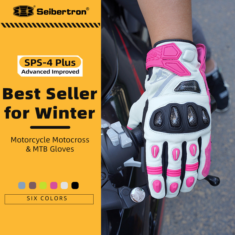 Seibertron SPS-4 Upgraded Winter Motorcycle Riding Gloves - Carbon Fiber, Waterproof, and Snowproof for Fall and Winter