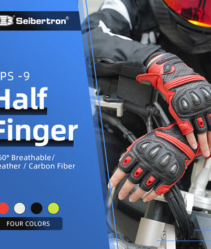 Seibertron SPS-9 Summer Motorcycle Carbon Fiber Anti-Slip Soft Breathable Half-Finger Riding Gloves