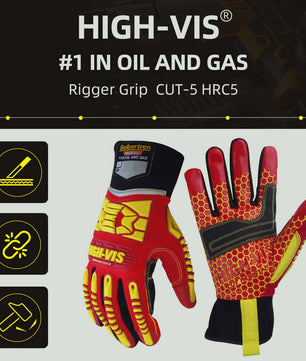 Guantes de trabajo Seibertron HIGH-VIS HRC5 Rigger con excelente agarre Cut5 Handyman/Boxer resistentes a la abrasión, para perforación de petróleo y gas, con protección contra impactos CE EN388 4542