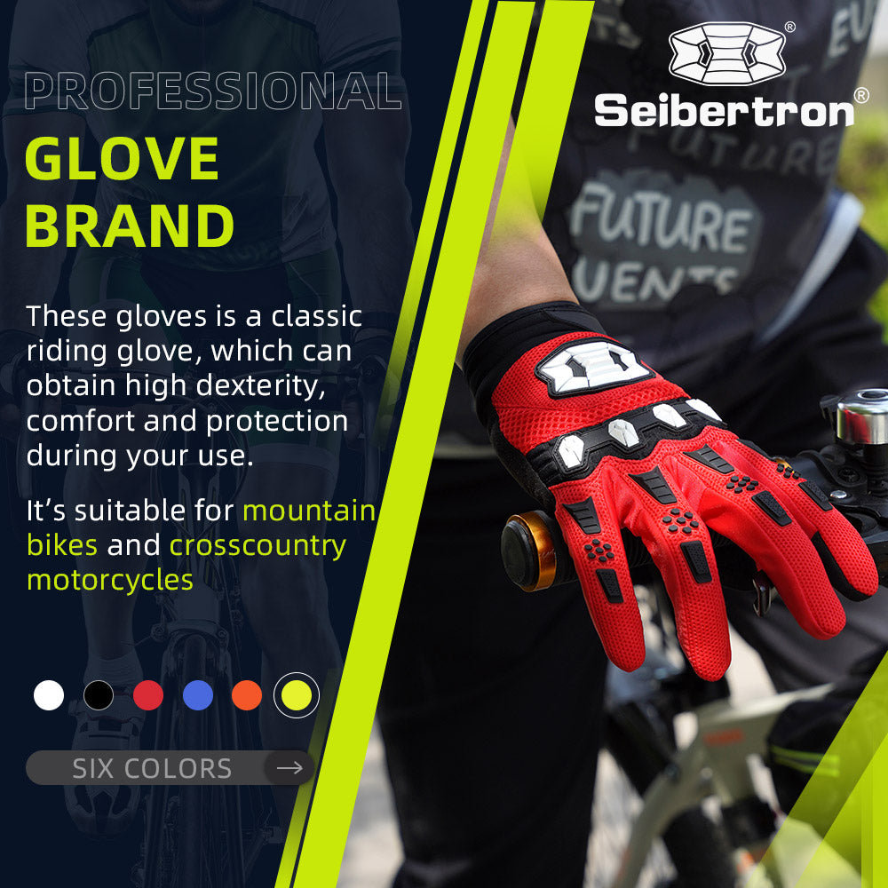 Seibertron Adult Unisex BMX MX ATV MTB Racing Mountain Bike Bicycle Cycling Off-Road/Dirt Bike Gloves Road Racing Motorcycle Motocross Sports Gloves Touch Recognition Full Finger Glove