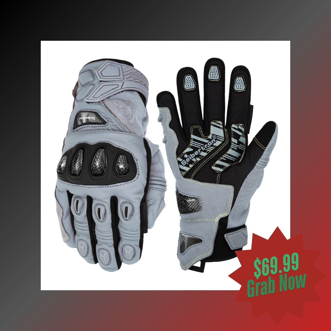 Seibertron SPS-4 Plus Adult Upgraded Winter Motorcycle Riding Gloves - Carbon Fiber, Waterproof, and Snowproof for Fall and Winter