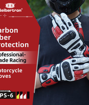 Seibertron Adult SPS-6 All-Season Leather Motorcycle Gloves with Carbon Fiber Protection, Breathable Design, and Anti-Slip Grip – Perfect for Road Racing, Track Riding, and Long-Distance Touring