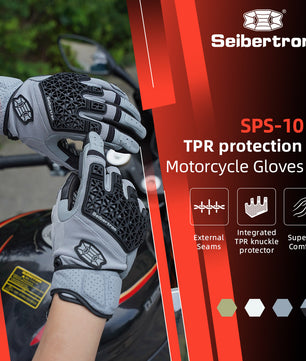 Seibertron SPS-10 Youth Motorcycle Riding Gloves – Breathable, Durable, Anti-Slip, Touchscreen Leather Gloves for Spring, Summer, and Fall