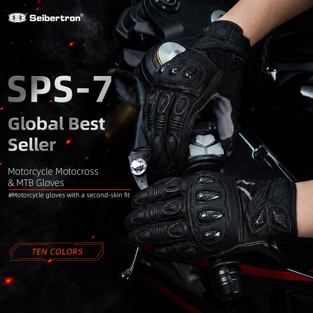 Seibertron SPS-7 Superior Protection Series Motorcycle Riding Gloves - Breathable Touchscreen Carbon Fiber Protection