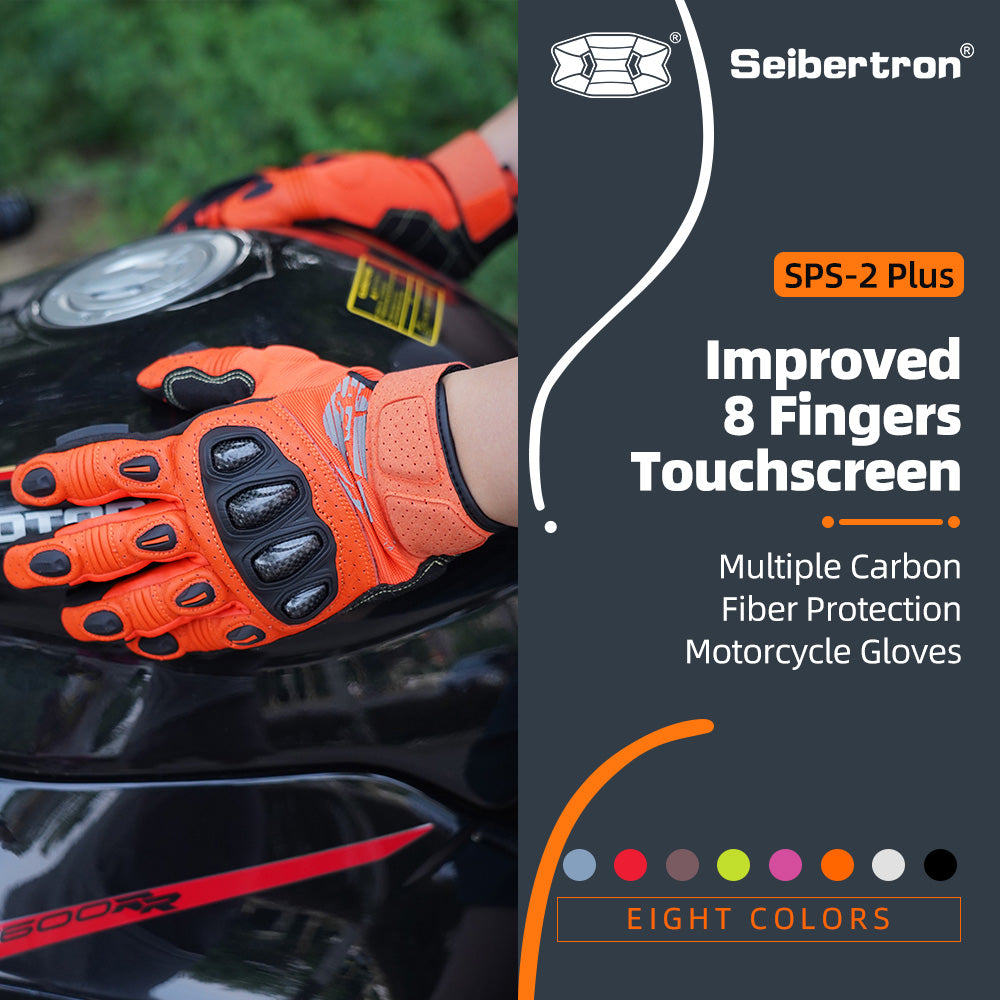 Seibertron SPS2 Plus Summer Moto Gloves – Genuine Leather, Breathable, Carbon Fiber, Abrasion-Resistant, Anti-Slip Design for Enhanced Comfort and Protection