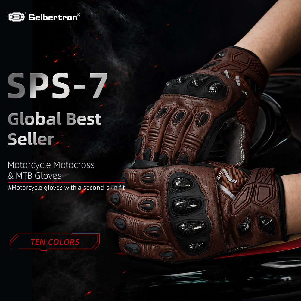 Seibertron SPS-7 Superior Protection Series Motorcycle Riding Gloves - Breathable Touchscreen Carbon Fiber Protection