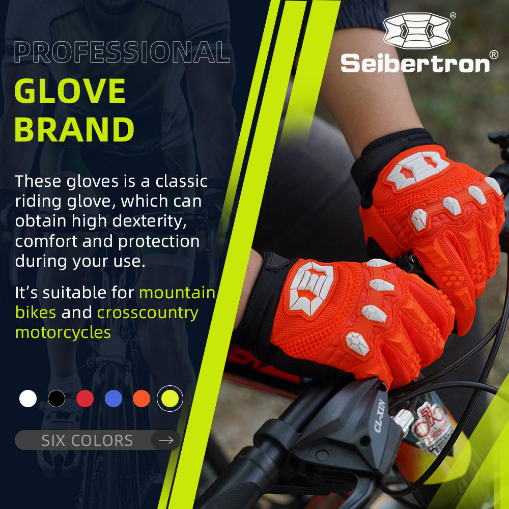 Seibertron Adult Unisex BMX MX ATV MTB Racing Mountain Bike Bicycle Cycling Off-Road/Dirt Bike Gloves Road Racing Motorcycle Motocross Sports Gloves Touch Recognition Full Finger Glove