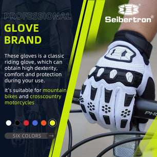 Seibertron Adult Unisex BMX MX ATV MTB Racing Mountain Bike Bicycle Cycling Off-Road/Dirt Bike Gloves Road Racing Motorcycle Motocross Sports Gloves Touch Recognition Full Finger Glove