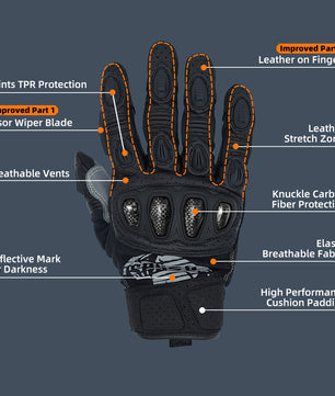 Seibertron SPS2 Plus Youth Summer Motorcycle Gloves – Genuine Leather, Breathable, Carbon Fiber, Abrasion-Resistant, Anti-Slip Design for Enhanced Comfort and Protection