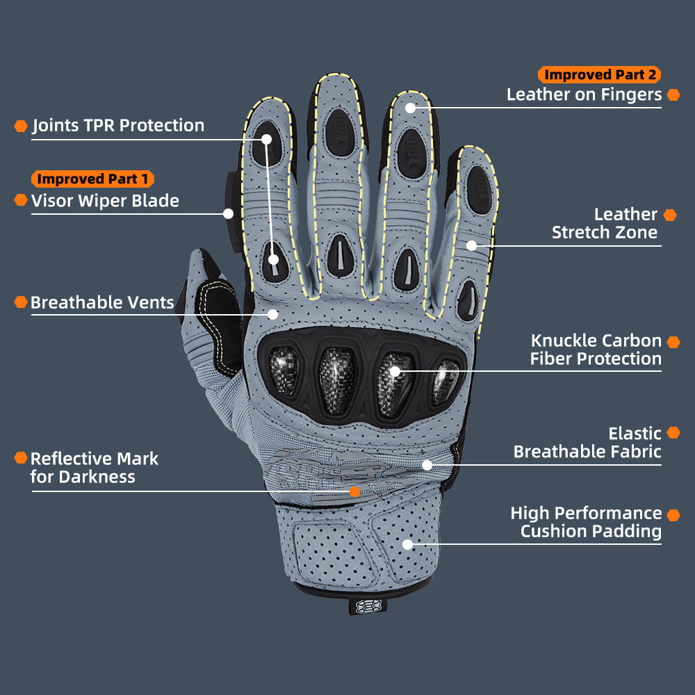 Seibertron SPS2 Summer Motorcycle Gloves – Genuine Leather, Breathable, Carbon Fiber, Abrasion-Resistant, Anti-Slip Design for Enhanced Comfort and Protection