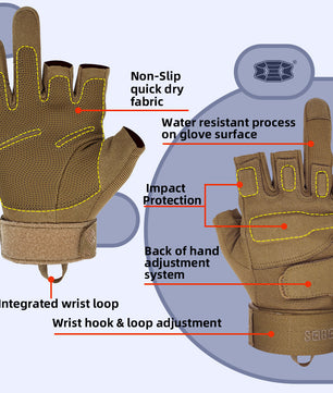 Seibertron Men Or Women XXS to XXL Fingerless/Half Finger Sports Outdoor Tactical Gloves
