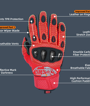 Seibertron SPS2 Plus 成人夏季摩托车手套 - 真皮、透气、碳纤维、耐磨、防滑设计，增强舒适度和防护性