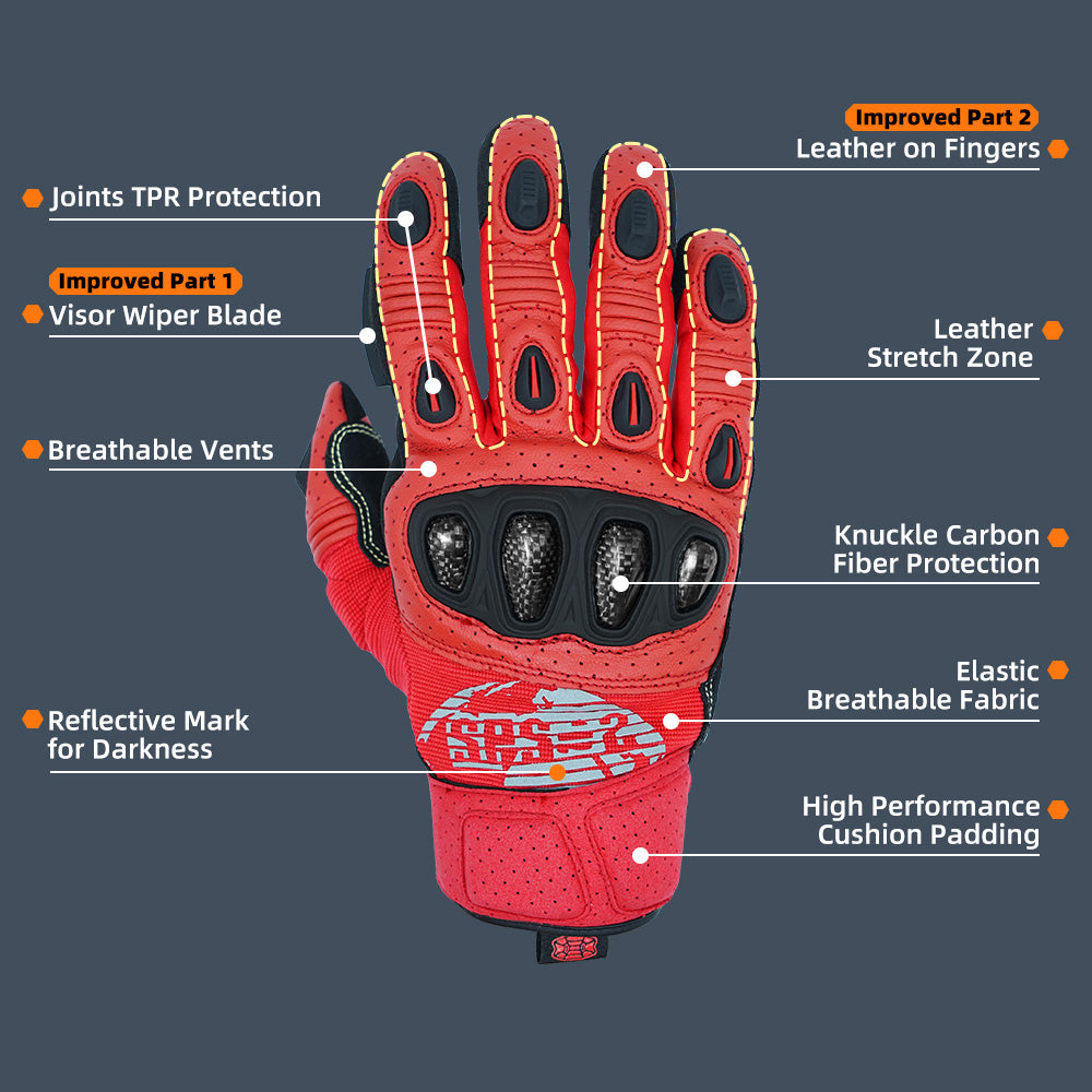 Seibertron SPS2 Plus Summer Moto Gloves – Genuine Leather, Breathable, Carbon Fiber, Abrasion-Resistant, Anti-Slip Design for Enhanced Comfort and Protection
