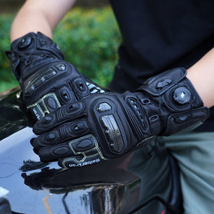 Seibertron SPS-6 All-Season Leather Motorcycle Gloves with Carbon Fiber Protection, Breathable Design, and Anti-Slip Grip – Perfect for Road Racing, Track Riding, and Long-Distance Touring