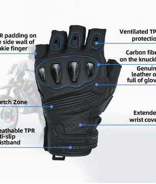 Seibertron SPS-9 Summer Motorcycle Carbon Fiber Anti-Slip Soft Breathable Half-Finger Riding Gloves
