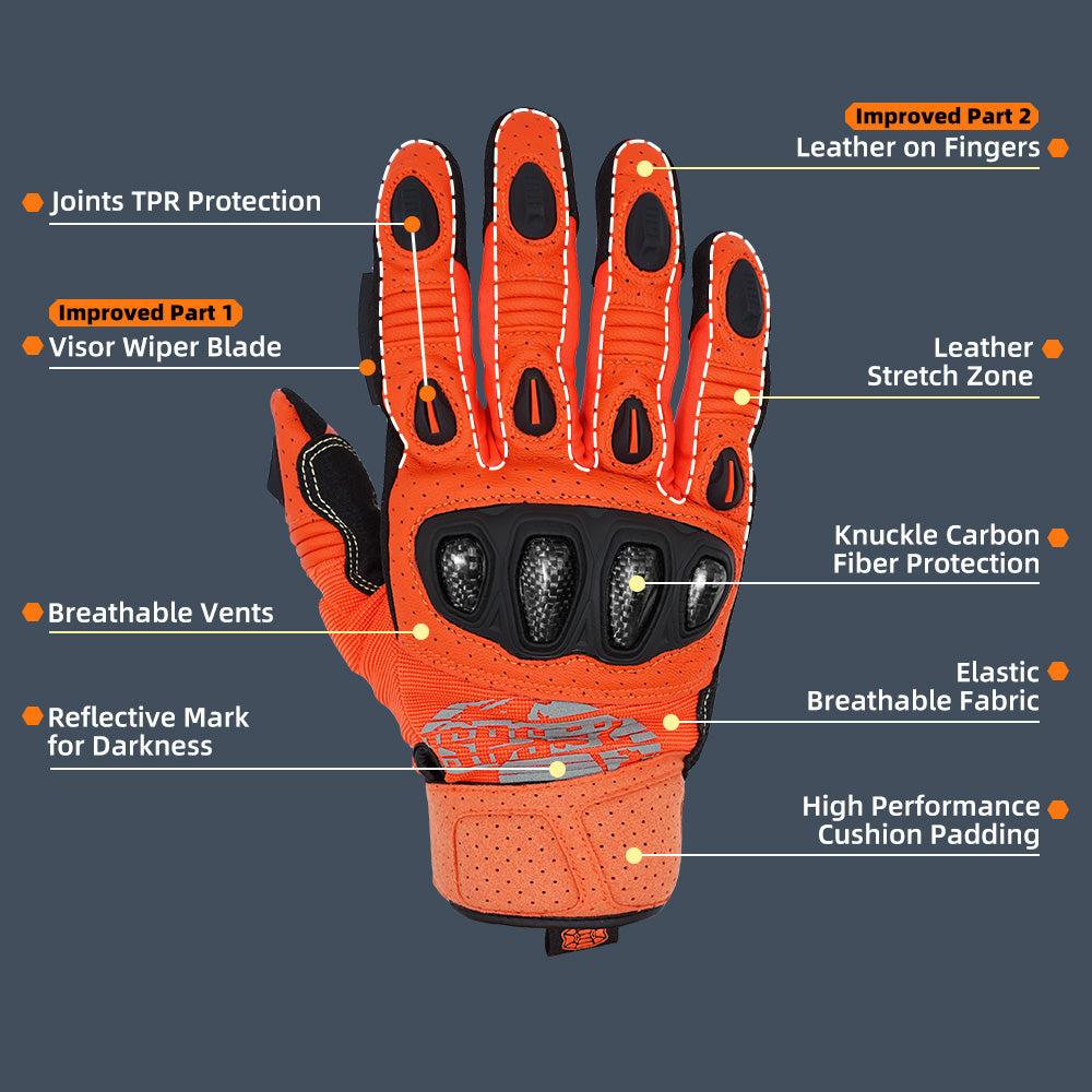 Seibertron SPS2 Plus Summer Moto Gloves – Genuine Leather, Breathable, Carbon Fiber, Abrasion-Resistant, Anti-Slip Design for Enhanced Comfort and Protection