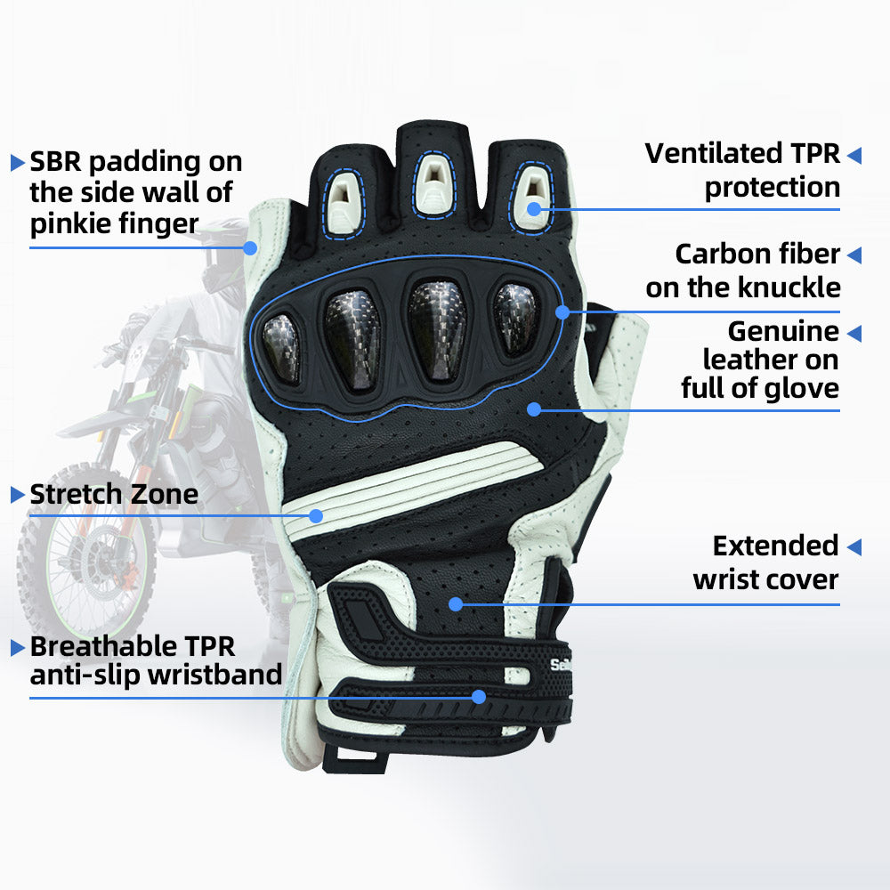 Seibertron Summer Motorcycle Carbon Fiber Anti-Slip Soft Breathable Half-Finger Riding Gloves SPS-9