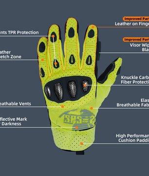 Seibertron SPS2 Plus Youth Summer Motorcycle Gloves – Genuine Leather, Breathable, Carbon Fiber, Abrasion-Resistant, Anti-Slip Design for Enhanced Comfort and Protection