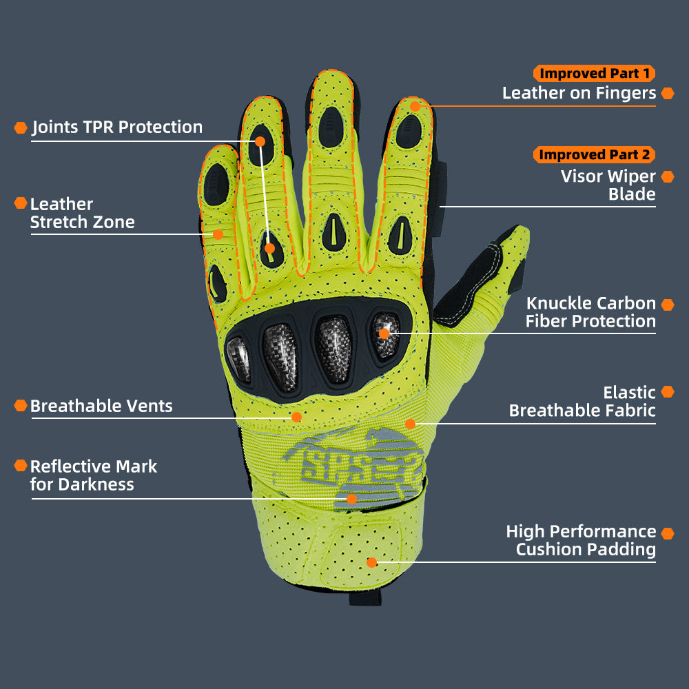 Seibertron SPS2 Summer Motorcycle Gloves – Genuine Leather, Breathable, Carbon Fiber, Abrasion-Resistant, Anti-Slip Design for Enhanced Comfort and Protection