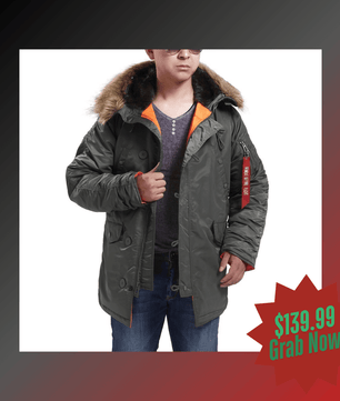 Seibertron Men's N-3B Slim-Fit Waterproof/Water Repellent Parka with Removable Faux Fur Hood Trim