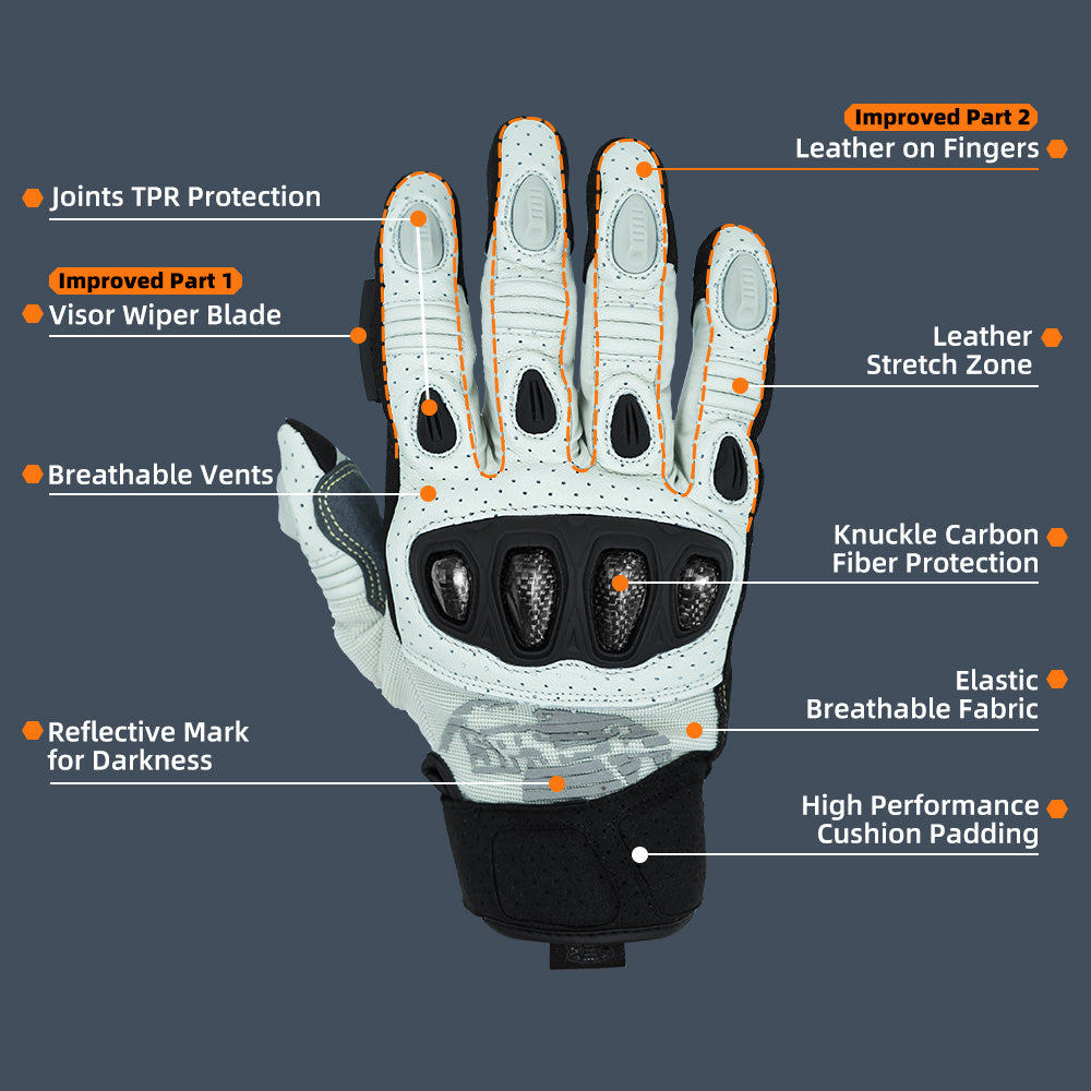 Seibertron SPS2 Plus Summer Moto Gloves – Genuine Leather, Breathable, Carbon Fiber, Abrasion-Resistant, Anti-Slip Design for Enhanced Comfort and Protection