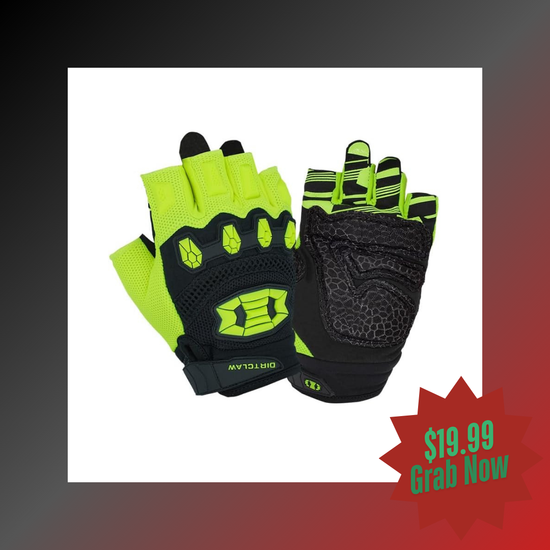 Seibertron Dirtclaw Adult BMX MX ATV MTB Road Racing Mountain Bike Bicycle Cycling Off-Road/Dirt Bike Gel Padded Anti - Slip Palm Fingerless Gloves Motorcycle Motocross Sports Gloves