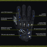 Seibertron SPS-7W Waterproof Leather Carbon Fiber Touchscreen Motorcycle Riding Gloves