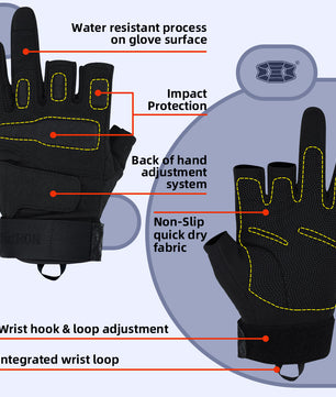 Seibertron Men Or Women XXS to XXL Fingerless/Half Finger Sports Outdoor Tactical Gloves