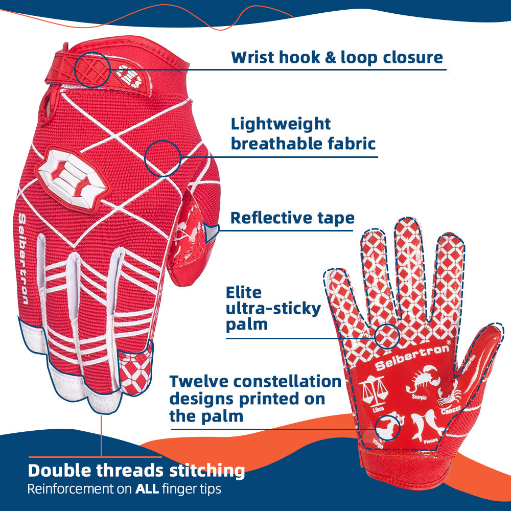 Seibertron Pro 3.0 Elite Ultra-Stick Sports Receiver Glove Football Gloves