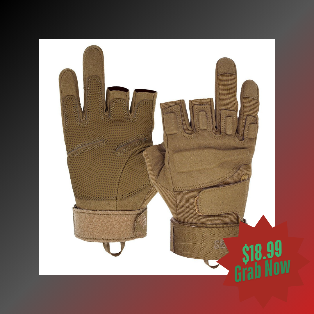 Seibertron Men Or Women XXS to XXL Fingerless/Half Finger Sports Outdoor Tactical Gloves