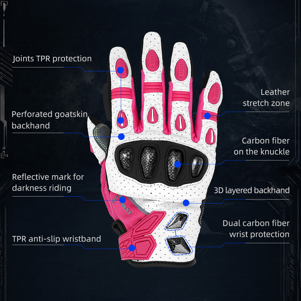 Seibertron SPS-7 Superior Protection Series Motorcycle Riding Gloves - Breathable Touchscreen Carbon Fiber Protection