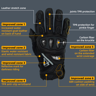 Seibertron SPS-4 Upgraded Winter Motorcycle Riding Gloves - Carbon Fiber, Waterproof, and Snowproof for Fall and Winter