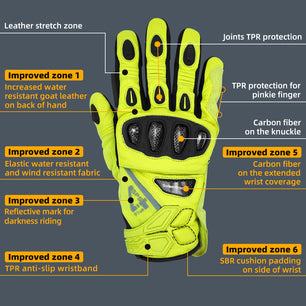 Seibertron SPS-4 Upgraded Winter Motorcycle Riding Gloves - Carbon Fiber, Waterproof, and Snowproof for Fall and Winter