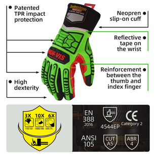 Seibertron HIGH-VIS HDC5 Level 5 Cut Resistant Deckhand Gloves High Performance Protection Impact Resistant Oil and Gas Safety Gloves CE EN388 4543