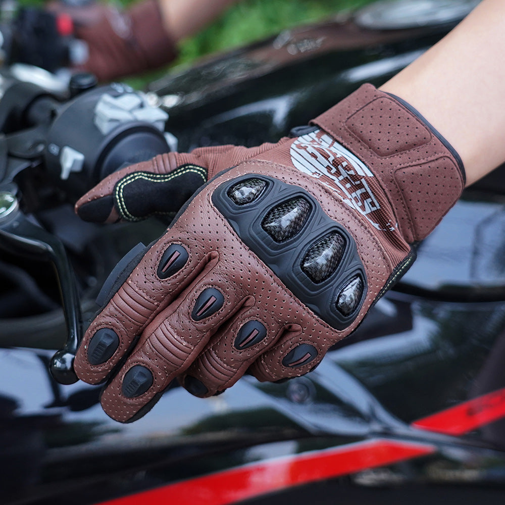 Seibertron SPS2 Summer Motorcycle Gloves – Genuine Leather, Breathable, Carbon Fiber, Abrasion-Resistant, Anti-Slip Design for Enhanced Comfort and Protection