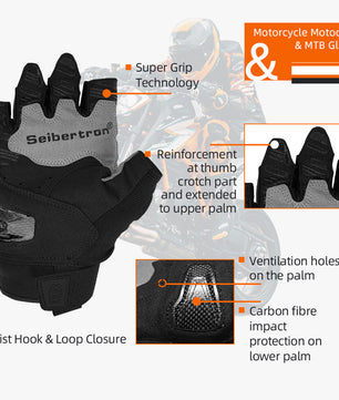 Guantes Seibertron SPS-5 para adultos, sin dedos, para motocicleta, motocross, ciclismo, medio dedo, para MTB y todoterreno