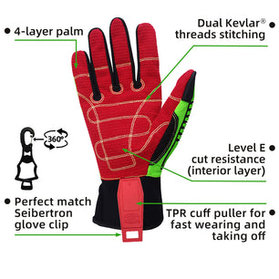 Seibertron HIGH-VIS HDC5 Level 5 Cut Resistant Deckhand Gloves High Performance Protection Impact Resistant Oil and Gas Safety Gloves CE EN388 4543