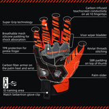 Seibertron SPS-7W Waterproof Leather Carbon Fiber Touchscreen Motorcycle Riding Gloves