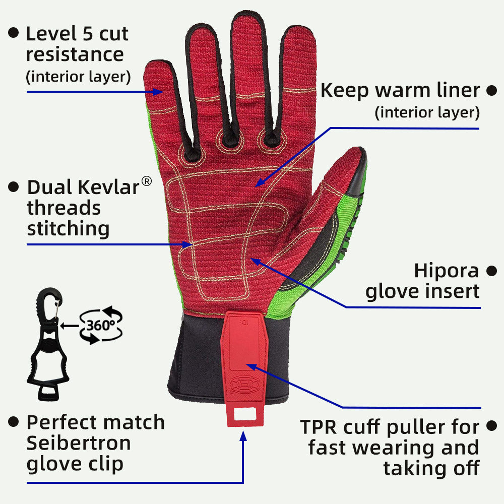 Seibertron HIGH-VIS WPC5 Level 5 Cut Resistant Cold Weather Condition Waterproof Impact Oil and Gas Safety Gloves