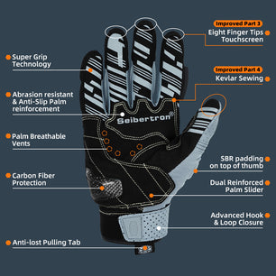 Seibertron SPS2 Summer Motorcycle Gloves – Genuine Leather, Breathable, Carbon Fiber, Abrasion-Resistant, Anti-Slip Design for Enhanced Comfort and Protection