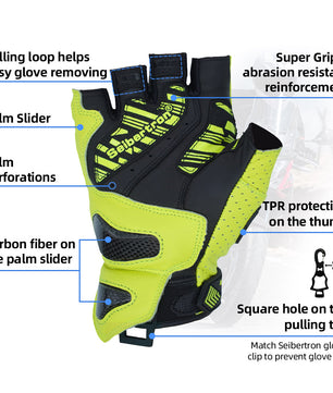 Seibertron SPS-9 Summer Motorcycle Carbon Fiber Anti-Slip Soft Breathable Half-Finger Riding Gloves