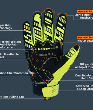 Seibertron SPS2 Plus Youth Summer Motorcycle Gloves – Genuine Leather, Breathable, Carbon Fiber, Abrasion-Resistant, Anti-Slip Design for Enhanced Comfort and Protection