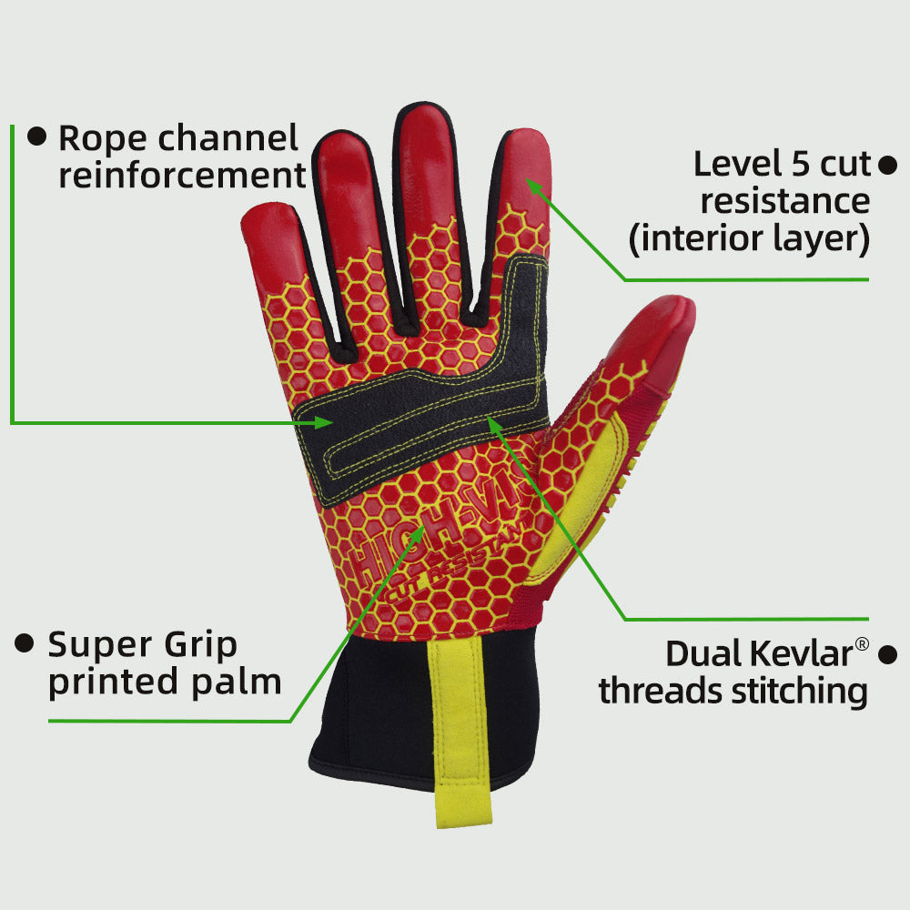 Seibertron HIGH-VIS HRC5 Rigger Excellent Grip Cut5 Handyman/Boxer Work Gloves Abrasion Resistant Oil & Gas Drilling Safety Impact Protection Gloves CE EN388 4542