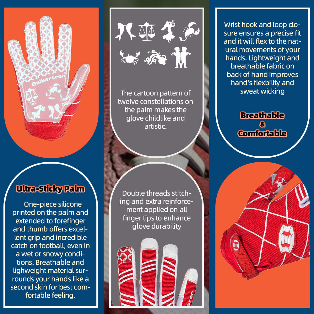 Seibertron Pro 3.0 Elite Ultra-Stick Sports Receiver Glove Football Gloves