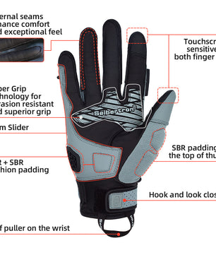 Seibertron SPS-10 Youth Motorcycle Riding Gloves – Breathable, Durable, Anti-Slip, Touchscreen Leather Gloves for Spring, Summer, and Fall