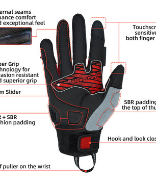 Seibertron SPS-10 Youth Motorcycle Riding Gloves – Breathable, Durable, Anti-Slip, Touchscreen Leather Gloves for Spring, Summer, and Fall