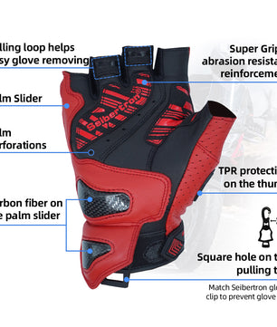 Seibertron SPS-9 Summer Motorcycle Carbon Fiber Anti-Slip Soft Breathable Half-Finger Riding Gloves