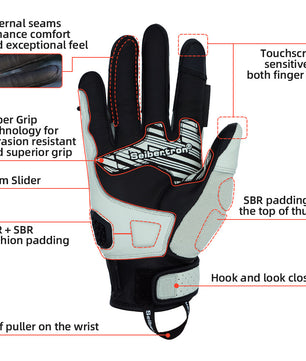 Seibertron SPS-10 Youth Motorcycle Riding Gloves – Breathable, Durable, Anti-Slip, Touchscreen Leather Gloves for Spring, Summer, and Fall