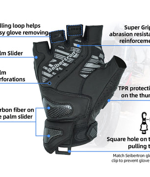 Seibertron SPS-9 Summer Motorcycle Carbon Fiber Anti-Slip Soft Breathable Half-Finger Riding Gloves